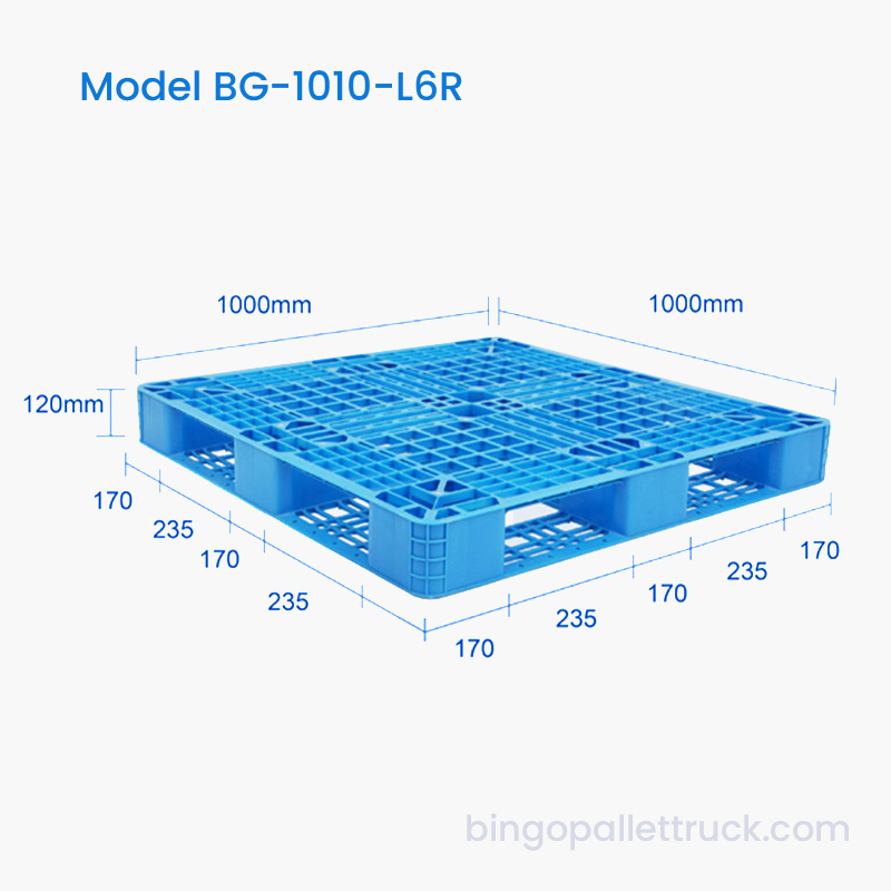 1000x1000mm Harga Kilang Pallet Plastik Enam Runner untuk Gudang