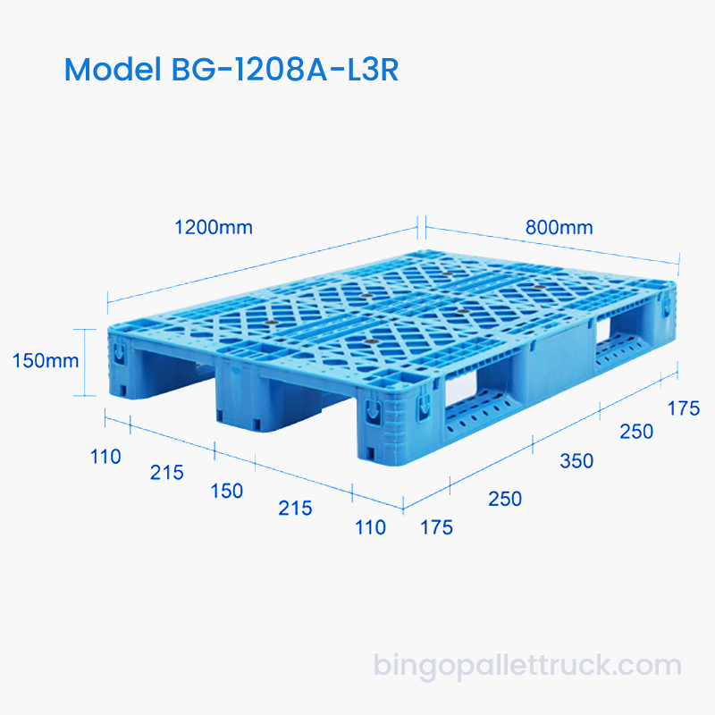 Pallet Plastik 3 Pelari Tugas Ringan 1200x800mm