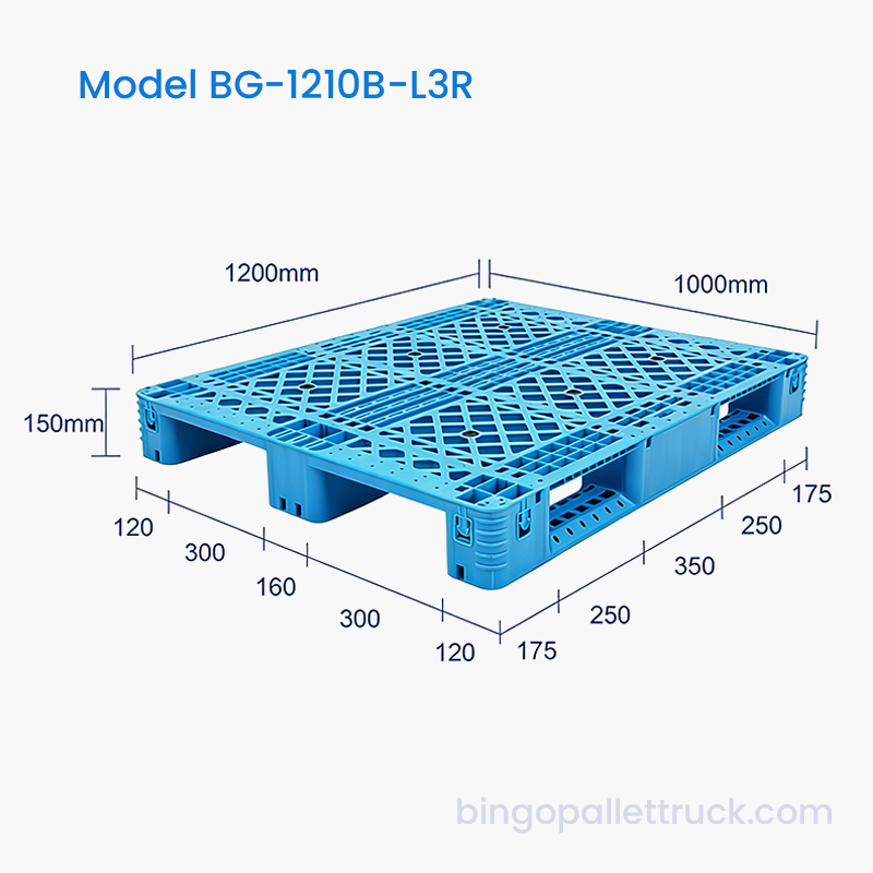 Pallet Plastik 1200x1000mm dengan Tetulang Keluli untuk Gudang