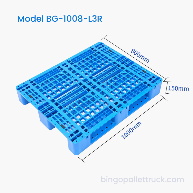 Pallet Plastik HDPE 3-Runner 1000×800mm untuk Rak Gudang
