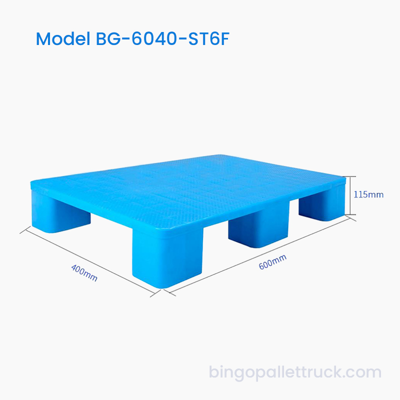 Pallet Plastik Tugas Ringan 600×400mm Atas Pepejal 6 Kaki