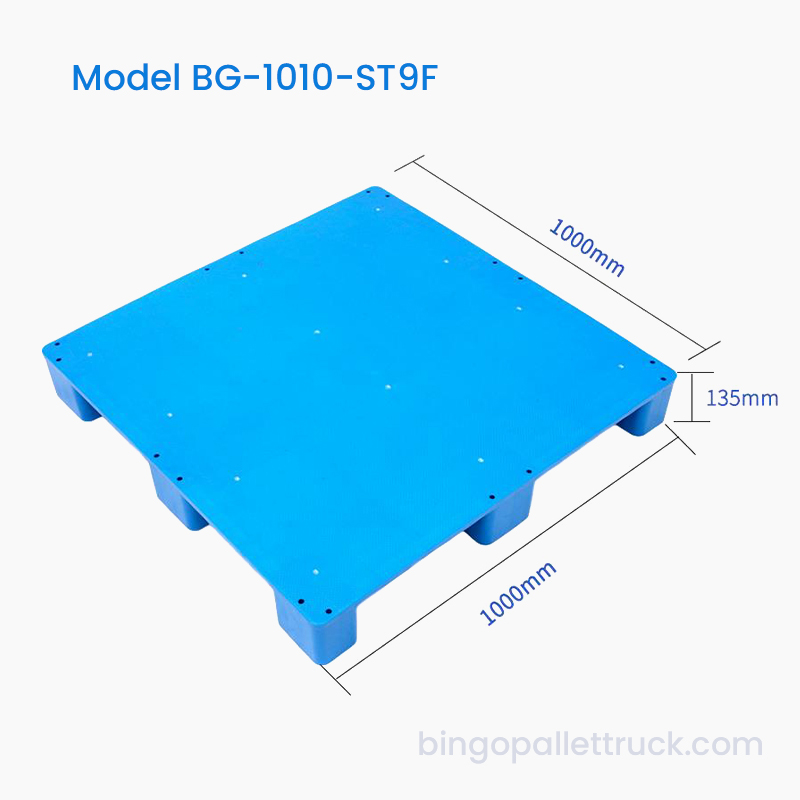1000x1000mm Pallet Plastik HDPE 9 Kaki Rata Atas Rata