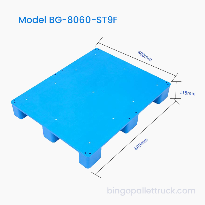 Pallet Plastik Tugas Ringan 800×600mm Atas Pepejal 9 Kaki