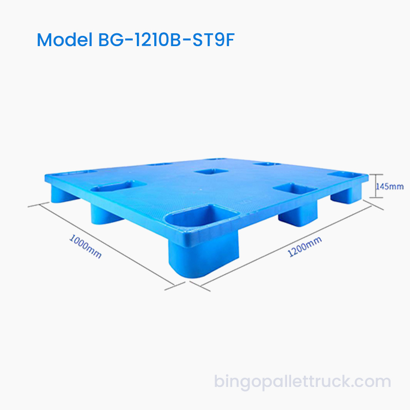 1200×1000mm Nestable Solid Top 9 Kaki Pallet Plastik Tugas Ringan
