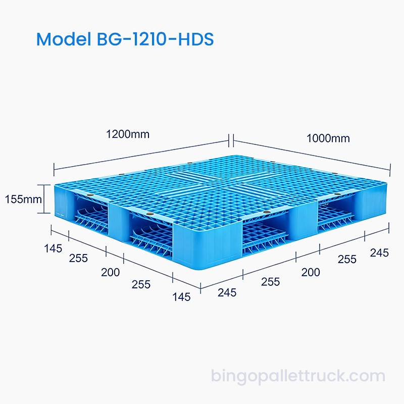 1200x1000mm Pallet Plastik Dua Sisi untuk Logistik Berat