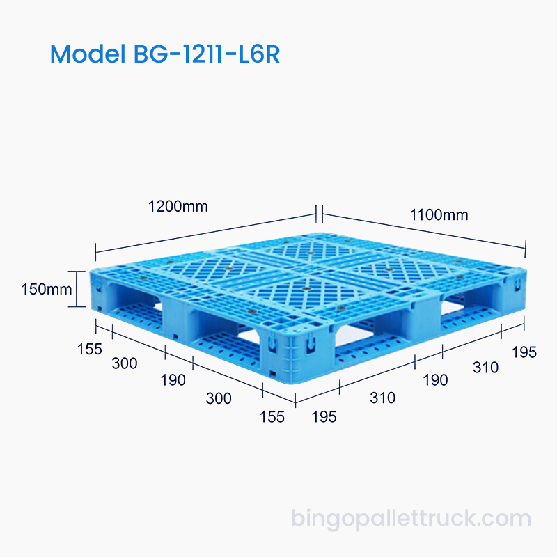 Pallet Plastik 1200x1100mm Boleh Dikitar Semula Mesra Alam untuk Logistik Mampan