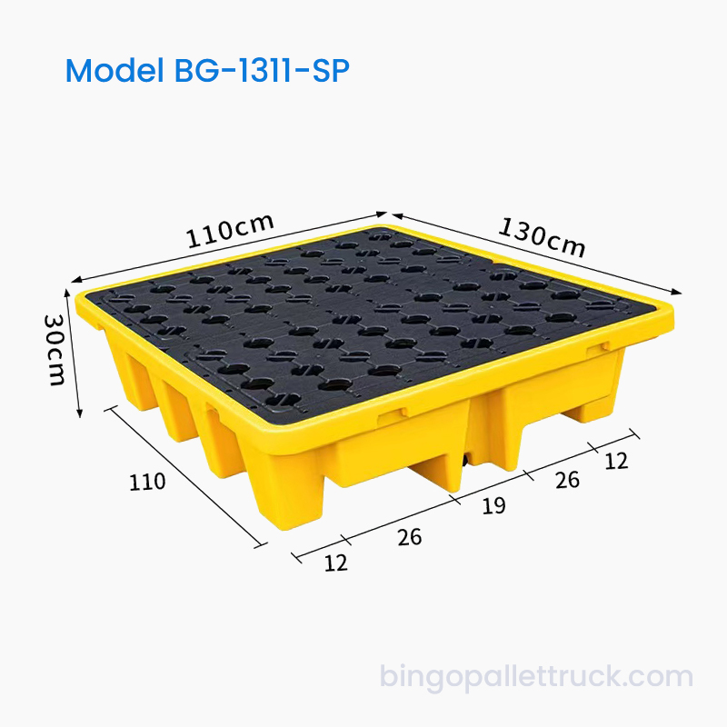 Pallet Plastik Kalis Bocor 1300x1100mm dengan Permukaan Grid untuk Tote IBC