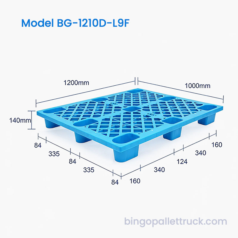 Pallet Plastik 1200x1000mm dengan Permukaan Grid Anti Gelincir untuk Logistik