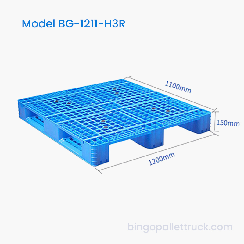 Pallet Plastik HDPE Gred Makanan 1200x1100mm untuk Pengendalian Barangan Kering