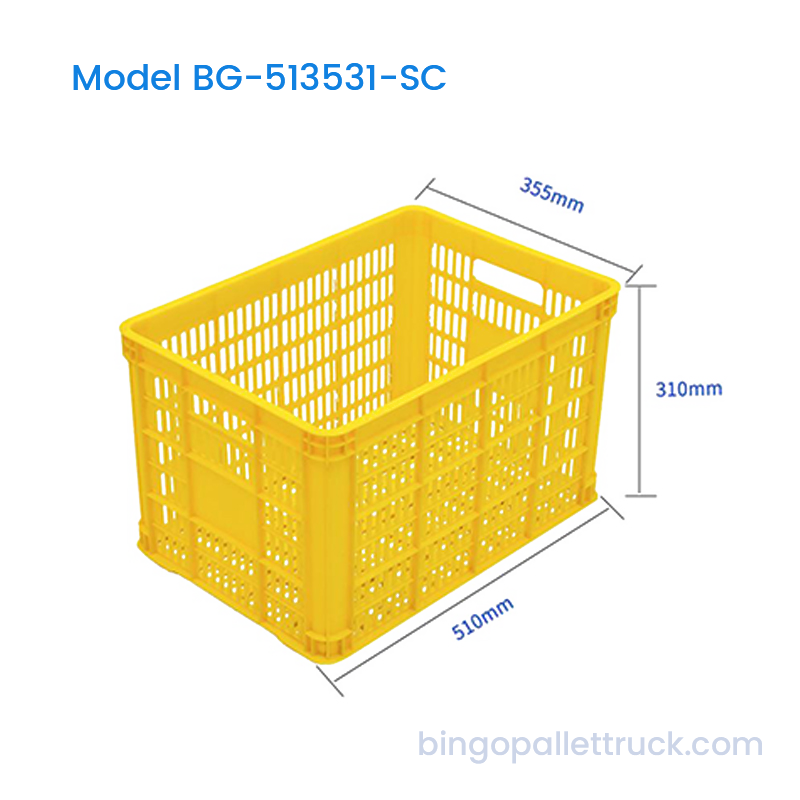 Peti HDPE 47L Dengan Lubang Grid untuk Pengudaraan Mudah