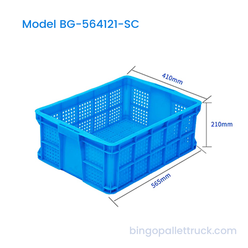 Peti HDPE Boleh Bertindan 38L dengan Lubang Bulat untuk Buah-buahan dan Sayur-sayuran