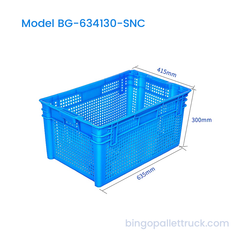 Peti HDPE Bersarang Boleh Bertindan 64L untuk Buah-buahan dan Sayur-sayuran