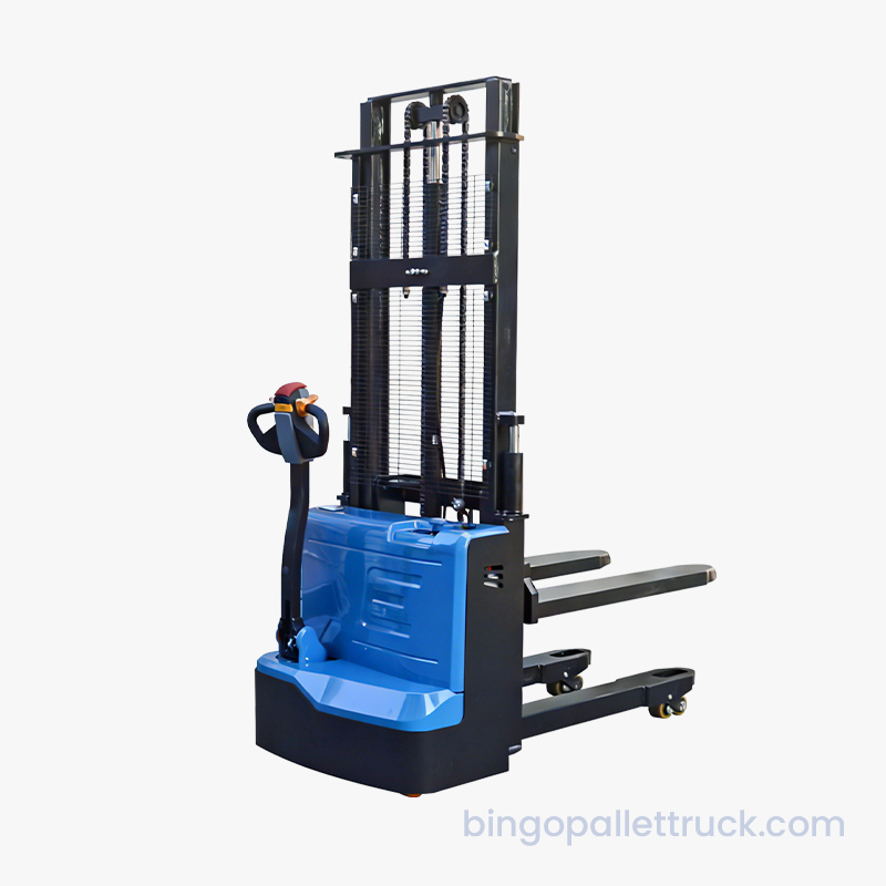 Penyusun Pallet Walkie Elektrik 1500kg Angkat Berganda untuk Penyusun Pallet Stabil